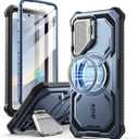i-Blason for Samsung Galaxy S25 Case with Camera Cover Stand [MagSafe Compatible] [Built-in Screen Protector] Full-Body Military-Grade Protection Rugged Magnetic Phone Case for S25 6.2'', Blue