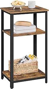 Yaheetech Large 3-Tier Tall End Table, 30 Inches High Side Table with Wooden Shelves & Strong Metal Frame for Living Room Small Space, 12 x 16 x 29.5 inches，Rustic Brown