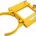 Drum Grabber 1500lbs Capacity Single Fork Mounted Drum Gripper, Hinged Folding Arm Design for 55 Gallon Drums up to 22.4" Diameter, Yellow