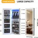 LVSOMT LED Mirror Jewelry Cabinet Door Hanging, Wall Mounted Jewelry Mirror Organizer Full Length, Lockable Jewelry Armoire, Large Capacity, for Small Space Bedroom, Gift for Women, White