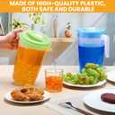 Honeydak 6 Pcs 70 Oz Round Clear Plastic Pitcher with Lid & Handle for Water Iced Tea Beverages (6 Packs Assorted Color) Jarras Para Aguas Frescas Plastic Pitcher for Easy Pouring