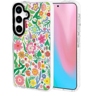 ChiCsFleur for Samsung Galaxy S23 FE Case, TPU Phone case with Camera Protection for Women Girls Teens - Colorful Floral Flowers Spring Garden Artsy Vibrant Pastel Clear Gift Aesthetic Unique