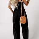 Dokotoo Women's Casual Loose Overalls Jumpsuits One Piece Sleeveless Wide Leg Long Pant Rompers With Pockets (Black), Small