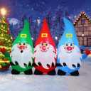GOOSH 7.5 FT Long Christmas Inflatable Gnomes Outdoor Decoration Blow Up Yard Three Gnomes Holding Hands with Built-in LEDs for Indoor Party Garden Lawn Decor