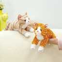 PEACH CAT Striped Cat Stuffed Animal 9.8" Realistic Kitten Plushies Soft Plush Toys Gifts for Kids Orange