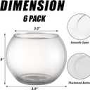 Round Glass Vases Set of 6, Clear Flower Vases for Centerpieces, Glass Bowl Vase, Small Round Vase for Living Room, Bedroom, Kitchen, Dining Table, Office, Wedding, 4 Inches