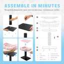 Modern Scratching Post for Indoor Cats - 15 High Cat Scratching Post with Bed Breeds - 15.7 x 11.6 Removable & Washable Cushion (Black Post with Pink Bed)