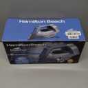 Hamilton Beach Steam Iron & Vertical Steamer for Clothes with Scratch-Resistant Durathon Soleplate, 8' Retractable Cord, 3-Way Auto Shutoff, Anti-Drip, 1800 Watts, Silver and Blue