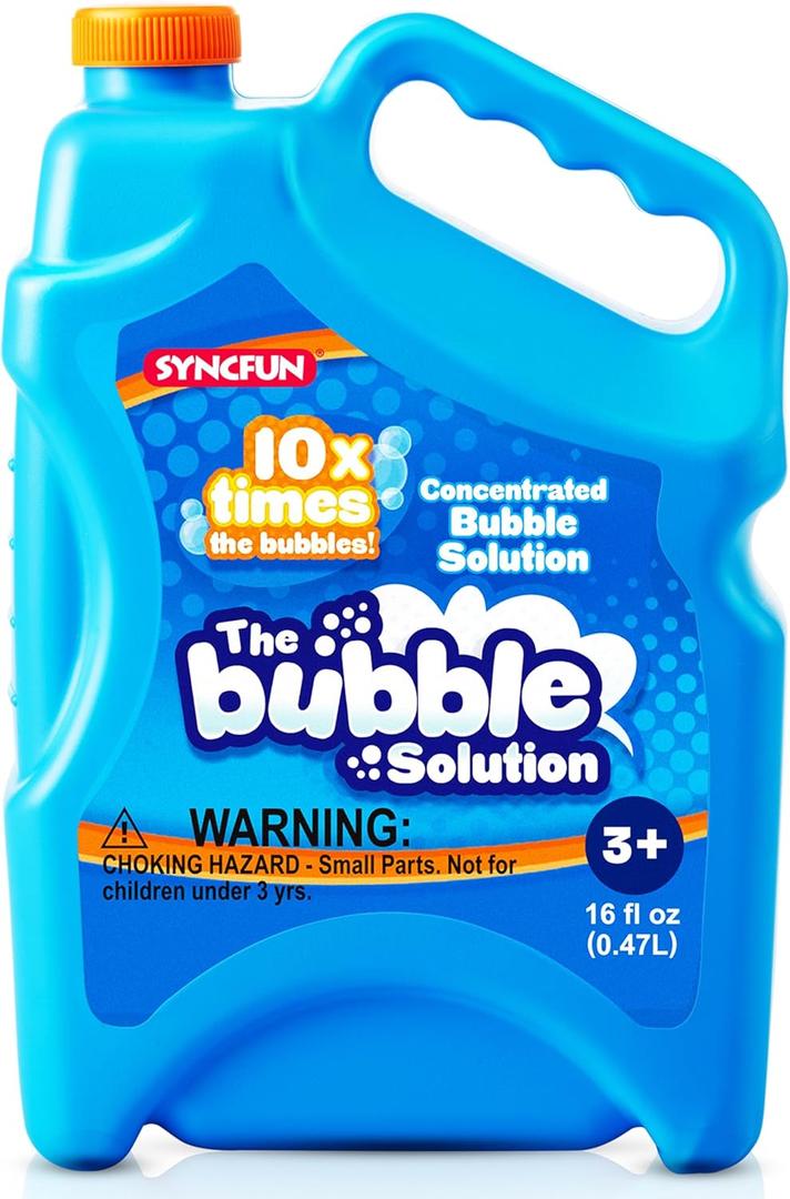 SYNCFUN 16 oz Bubble Solution Refills (Up to 1.25 Gallons), Concentrated Solution for Bubble Machine, Wands, Blower, Easter, Outdoors Activity