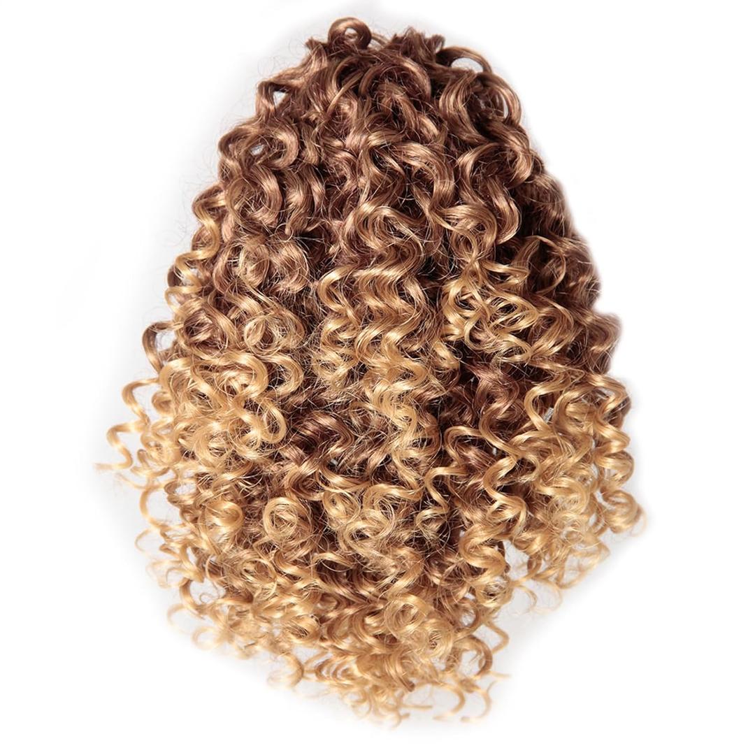 14 Inch Curly Drawstring Ponytail Extension Synthetic Hair for Black Women, Clip In Ponytail Hair Piece Natural Looking Soft Full Curly Puff Ponytail for Daily Wear Party Wedding(T33/27)