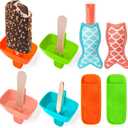 Juome 8Pcs Popsicle Holders Ice Pop Sleeves Set for Kids, Reusable Silicone Popsicle Holder with Built in Straw Neoprene Popsicle Sleeves for Toddlers No Drip, Freeze Pop Holders for Kids Mess Free (pink, blue, orange, green)