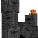 MYTHAUS Foldable Storage Cube Bins Organizer - Cube Storage Bin, Decorative Cube Storage Organizer, Storage Basket Dual Handles, 11X11 Closet Organizer, for Clothes/ Toy/ Sundries 6 Pack(Black Grid)