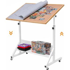Tektalk Jigsaw Puzzle Table with Angle & Height AdjustmentPuzzle Board with CoverPuzzle Easel Tilting Table with Legs, Enclosed with 4 Roller Wheels, for Up to 1500 Pieces