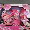 Minnie Mouse Junior Skates Includes Knee and Elbow Pads, Size Adjustable Design for Growing Feet J5-J10