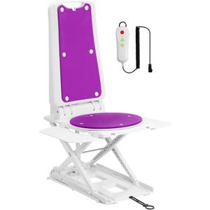 Electric Chair Lift for Senior, Remote Control Floor Lift with Padded Backseat, Bathtub Lift Elderly from Floor, Net Weight 24 LBS, Support Max 308 LBS, Safety and Waterproof Design, Include Charger (Purple01)