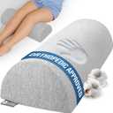 5 STARS UNITED Knee Pillow for Back Sleeping  Memory Foam Cushion for Sciatica Pain Relief  Under Leg Support for Sleeping on Back  Large Half Moon Bolster for Bed, Natural Gray with Cotton Cover