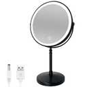 8" Lighted Makeup Mirror, 1X/10X Magnifying Vanity Mirror with Lights, 3 Color Lighting, Brightness Dimmable Cosmetic Mirror, Touch Control Light up Mirror, Black