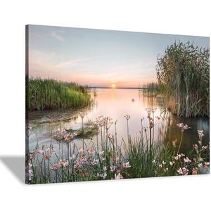 lake pictures wall decor artwork: scenic canvas wall art lake scene artwork nature scenery painting - sunset landscape prints for bedroom house 45"x30"