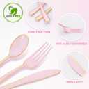 WDF 180 Pieces Pink Plastic Silverware with Gold -Pink Plastic Utensils Set - 60 Guest Cutlery Disposable for Birthday Party Baby Shower Wedding Spring
