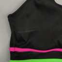 BMJL Women's High Waisted Bikini Ribbed Two Piece Swimsuit High Cut Color Block Adjustable Straps Bathing Suit (Large, Rainbow Black043)