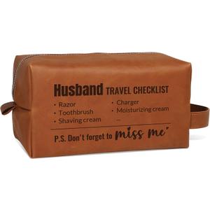 Husband Gifts, Christmas Birthday Gifts for Husband, Gifts for Husband, Husband Birthday Gift, Valentine Present for Husband, Water Resistant PU Leather Toiletry Bag for Husband
