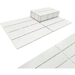 Plastic Interlocking Deck Tiles 24"x13"(6-Pack) Outdoor Patio Flooring, Waterproof All-Weather Decking for Balcony, PoolsideEasy Snap Installation (White, 10 Pcs - 21.7 Square Ft)