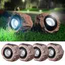 Timeflies Solar Rock Lights Outdoor 4 Pack, Bright Solar Spotlights Outdoor Waterproof, Wireless LED Rock Lights, Auto On/Off Solar Landscape Spotlights for Yard Walkway Patio Pathway Flowerbed