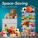 TidyFriend Plastic Stackable Storage Bins Clear - 4 Pack Large Open Front Bins For Toy Organizers and Pantry, Kitchen, Bathroom Essentials