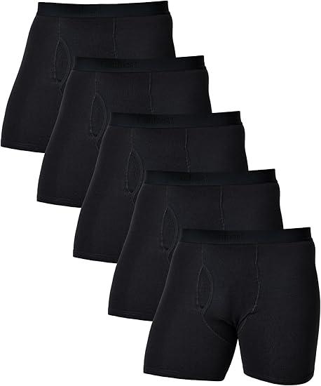 Men's 5-Pack Boxer Briefs Super Stretchy Cotton Spandex Comfy Underwear (Black Pack-5, XXL)