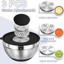 Umite Chef Mixing Bowls with Airtight Lids, 8PCS Stainless Steel Nesting Mixing Bowls Set, 3 Grater Attachments & Non-Slip Bottoms, Black Kitchen Bowls, Size 5, 4, 3.5, 2, 1.5QT for Baking & Serving