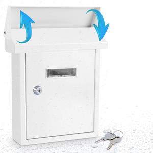 Serenelife Weatherproof Wall Mount Locking Mailbox Galvanized Steel Drop Box with Metal Flap for Mail Letters, Newspaper, Money Box, Decorative Mailboxes for Outside, Home Office, Businesses