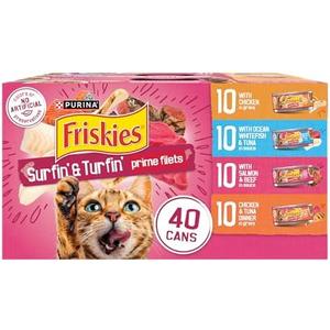 Purina Friskies Gravy Wet Cat Food Variety Pack, Surfin’ and Turfin’ Prime Filets Favorites - (Pack of 40) 5.5 oz. Cans, Best Before: JUL/2027