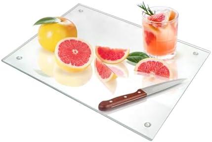 Seelenruhe Tempered Glass Cutting Board for Kitchen Counter, 12x16 inch Clear Cutting Board for Countertop, Non-Slip, Heat-Resistant, Easy to Clean, Kitchen Decoration