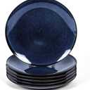 vicrays Ceramic Round Plates Set of 6 - Porcelain 8 inch Dinner Plates for Salad Dessert Appetizer Bread - Microwave Oven and Dishwasher Safe - Blue