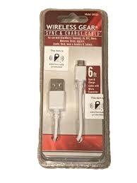 Wireless Gear Sync & Charge Cable 6 ft. White, Pack Of 2