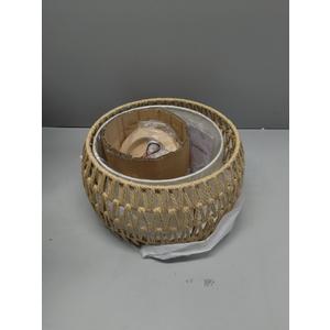 2 Packs Boho Rattan Flush Mount Ceiling Lights 12 Inch Farmhouse Ceiling Light Fixtures Rustic Wicker Hand Woven Rope Cage for Dining Room Kitchen Bedroom Foyer Hallway Entryway