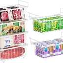 iSPECLE Deep Freezer Organizer Bins - 15.8~18.1 Inch Freezer Baskets for Chest Freezer, 7 Cu.Ft Chest Freezer Organizer Bins, 2 Small Expandable Hanging Baskets and 4 Stackable Bins, 6 Pack, White
