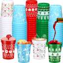 Sliner 48 Pieces Christmas Plastic Cups Christmas Party Supplies Disposable Drink Red and Green Holiday Stadium Cups for Xmas Party Supplies(16 oz)