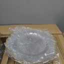 100Pcs Clear Charger Plates Bulk Wedding - 13" Premium Plastic Ruffled Gold Rim Chargers with Flora Reef Design，Decorative Dinner Charger Plates for Events & Parties