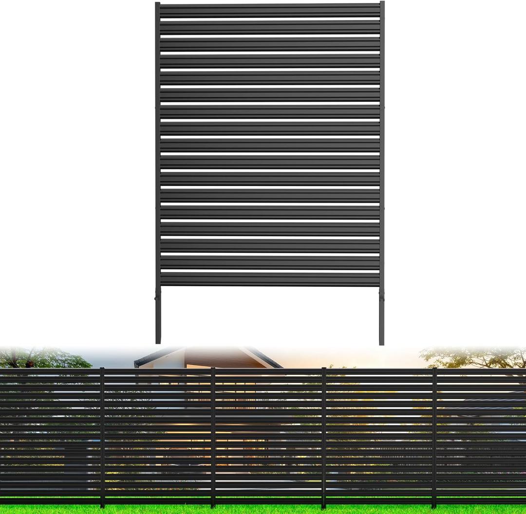 1 Panel No-Dig Metal Privacy Fence Screen, 48" H × 60" W Outdoor Air Conditioner Fence, Rustproof AC Unit Cover to Hide Trash Bins, Pool Equipment Enclosure, Decorative Garden, Patio & Backyard