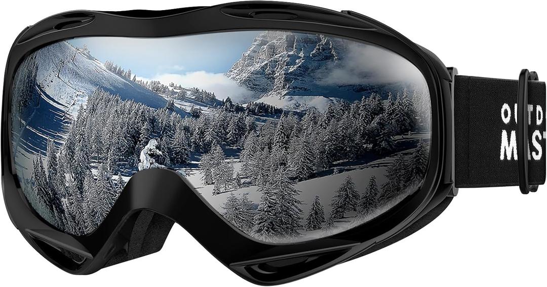 OutdoorMaster OTG Ski Goggles - Over Glasses Ski/Snowboard Goggles for Men, Women & Youth - 100% UV Protection (5.30 x 1.65 inches, A1-vlt 10% Matteblackframe)