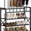 Free Standing Shoe Racks, 5-Tier Boot Rack Organizer for Tall Boots, Sneakers, High-Heel, Black Metal Shoe Storage for Dorm Room, Closet, Entryway, Hallway, Black, Holds 6 Pairs