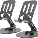 2PCS Cell Phone Stand, Multi-Angel Adjustable 360 Rotation Non-Slip Metal Phone Stand Compatible with iPone Android Smartphone and Tablet(Grey&Grey)