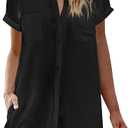 AI'MAGE Womens Bathing Suit Cover Ups Summer Shirt Dress Casual Short Sleeve Button Down Beach Shirts with Pockets (Medium)