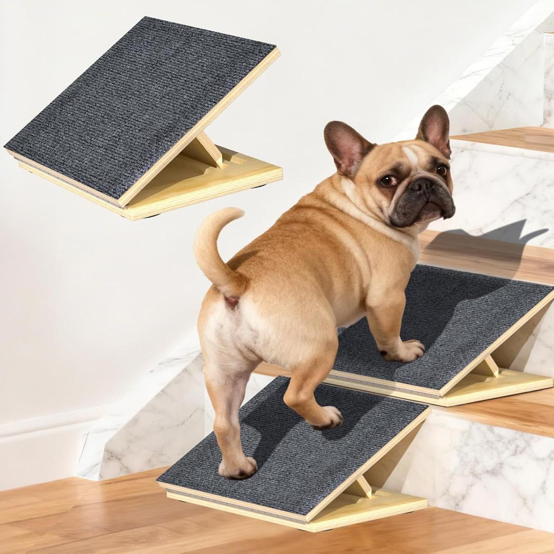 TNELTUEB 2 Pack Dog Ramps for Stairs, Adjustable Stair ramp for Dogs,Portable Dog Stairs with Mat for Small Dogs and Cats, Non-Slip Pet Steps for Elderly or Injured Pets
