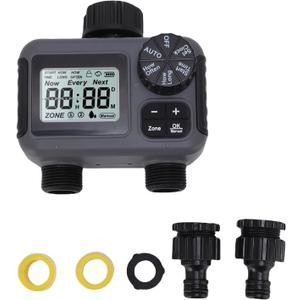 Sprinkler Timer Programmable Hose Timer with Rain Delay 2 Outlet Irrigrtion Timer Manual and Automatic Irrigation Controller System
