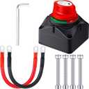 Battery Disconnect Switch 12v-48v with 2 Awg 12 Inch Cables, Waterproof Marine Battery Isolator Switch with 3/8 Inch Lugs for Car Rv Boat Truck Solar - On/Off Power Cutoff Kit