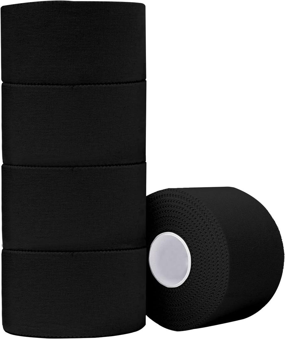 ADMITRY Athletic Tape,5 Pack Black Sports Tape,Strong Stick No Sticky Residue for Hockey Climbing Sports Medical Splints