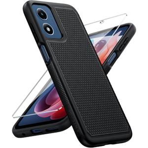 FNTCASE for Motorola Moto G-Play-2024 Case: Dual Layer Protective Heavy Duty Cell Phone Cover Shockproof Rugged with Non Slip Textured Back - Military Protection Bumper Tough (Black) | Dual Layer, Protective, Heavy Duty, Shockproof, Rugged, Non Slip