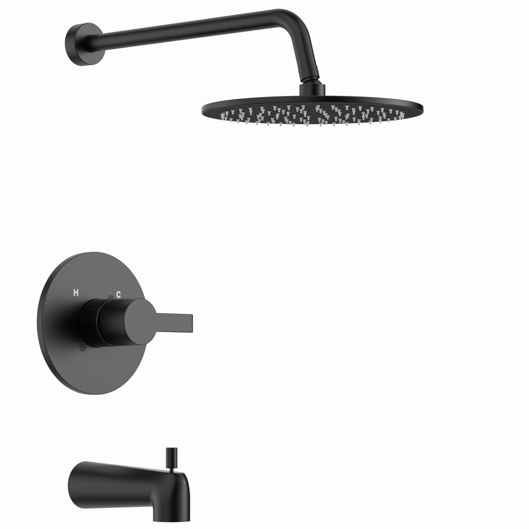 Replacement for Delta 13/14 Series Shower Trim Kit, Compatible with Delta R10000 Valve Tub Shower Faucet Set, Black Shower Head and Handle Set, Matte Black (Cartridge and Valve Not Included)